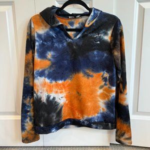 YMI Collections Women's Size M Blue and Orange Tie Dye Hoodie